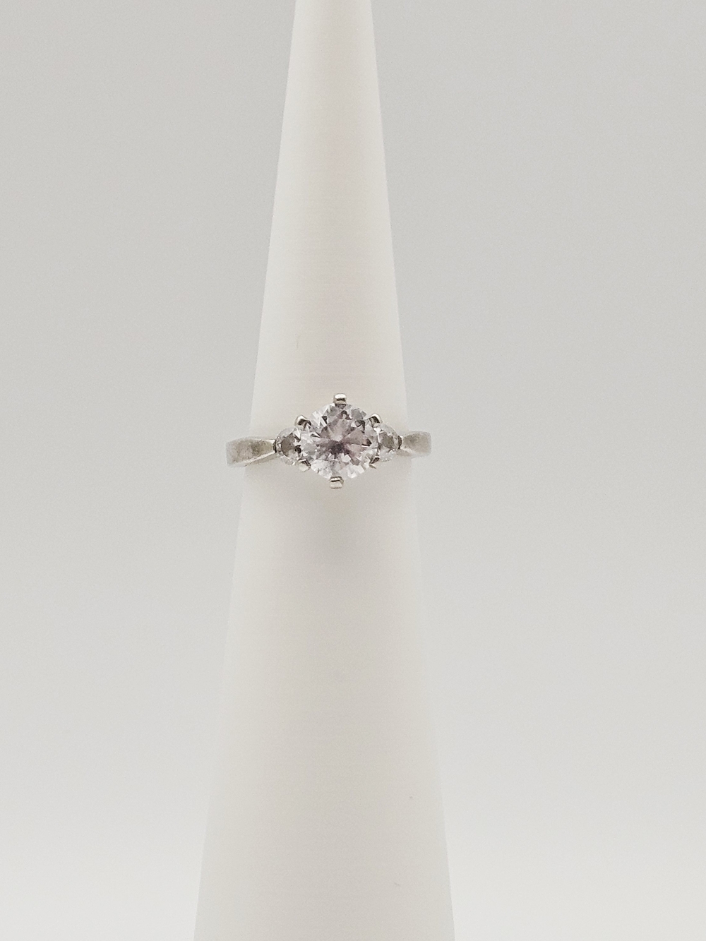 Classic Sterling Silver Solitaire Ring with Clear Stone